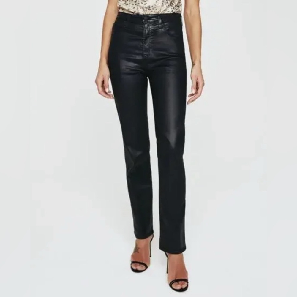 AG Adriano Goldschmied Alexxis Vintage Straight Black Leatherette Sateen Jean
